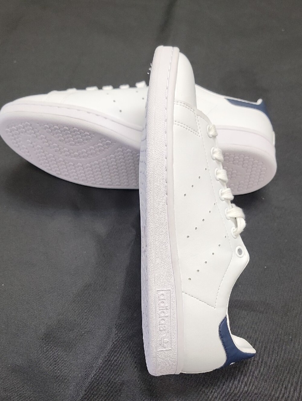 adidas Stan Smith White and Navy Low-Top Sneakers - Picture 4 of 5